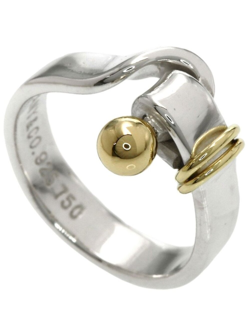 Tiffany & Co Hook & Eye Ring Silver 18k Yellow Gold